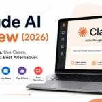 Claude AI Review (2026) highlighting Claude AI features, pricing plans, use cases, pros, cons, and the best AI chatbot alternatives for writing, coding, research, and business productivity.