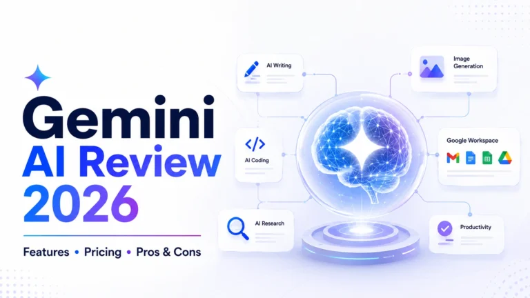 Gemini AI Review 2026 featuring AI writing, coding, research and productivity features
